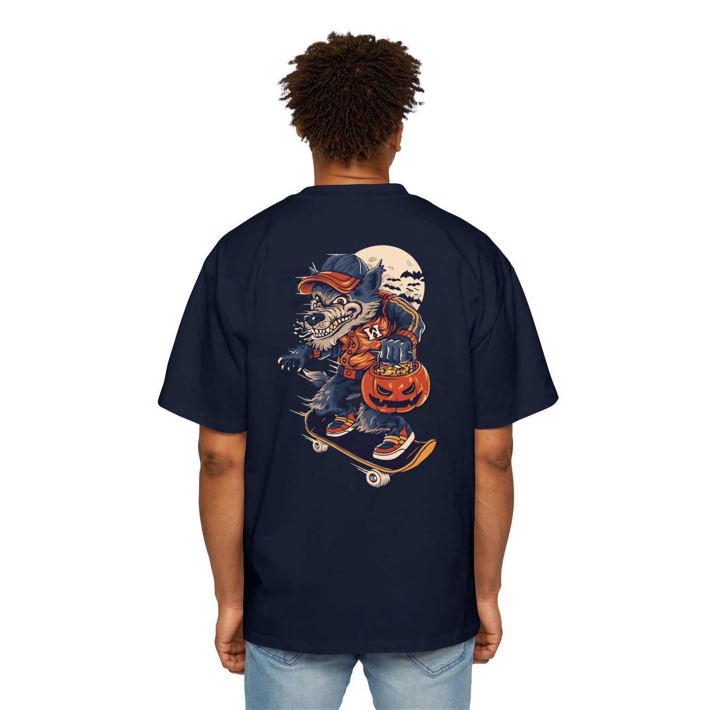 Wolf Skateboard Halloween Tee — Skater Wolf Trick-or-Treat Graphic Shirt