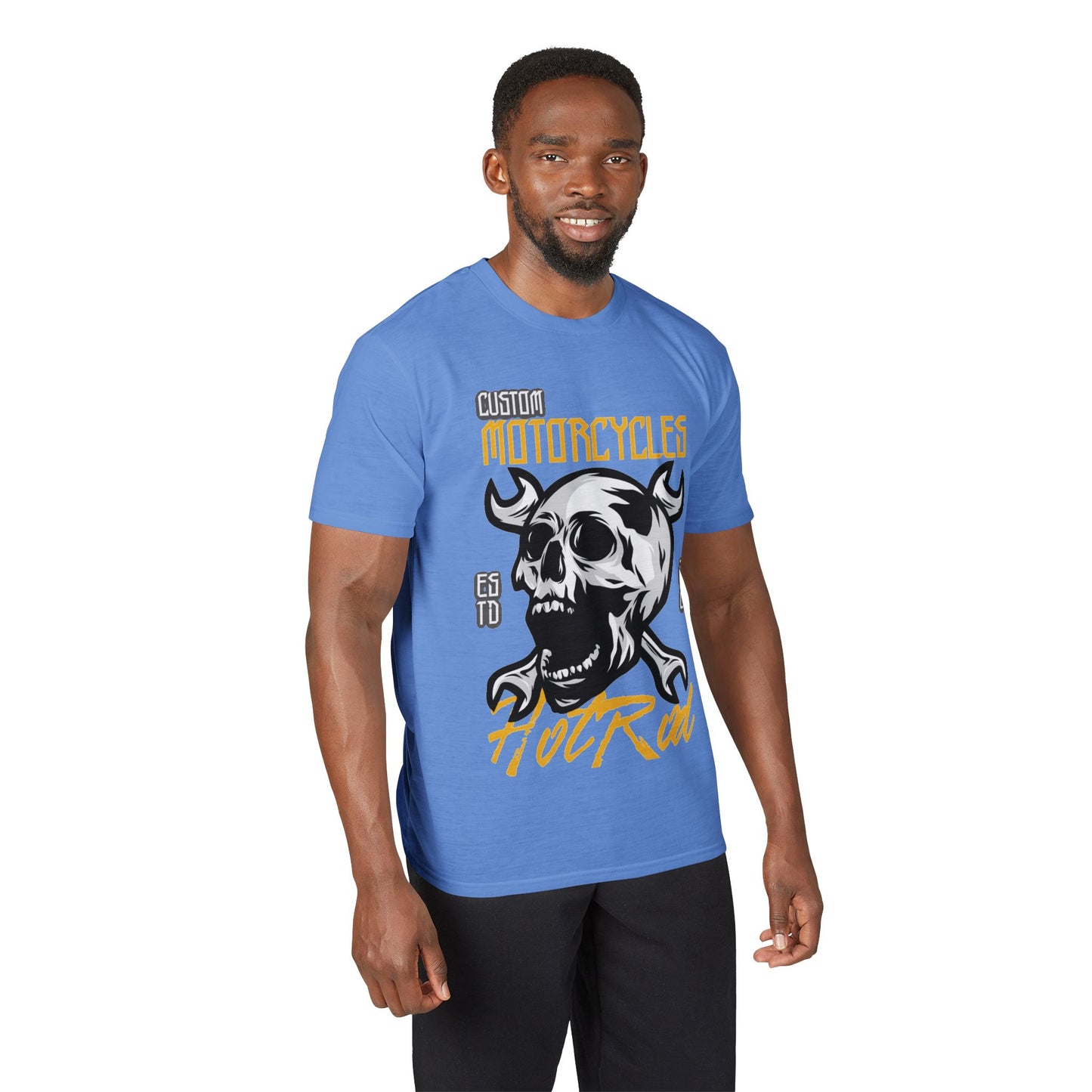 Motorcycles Hot Rod Skull T-Shirt — Biker Skull Wrench Graphic Tee