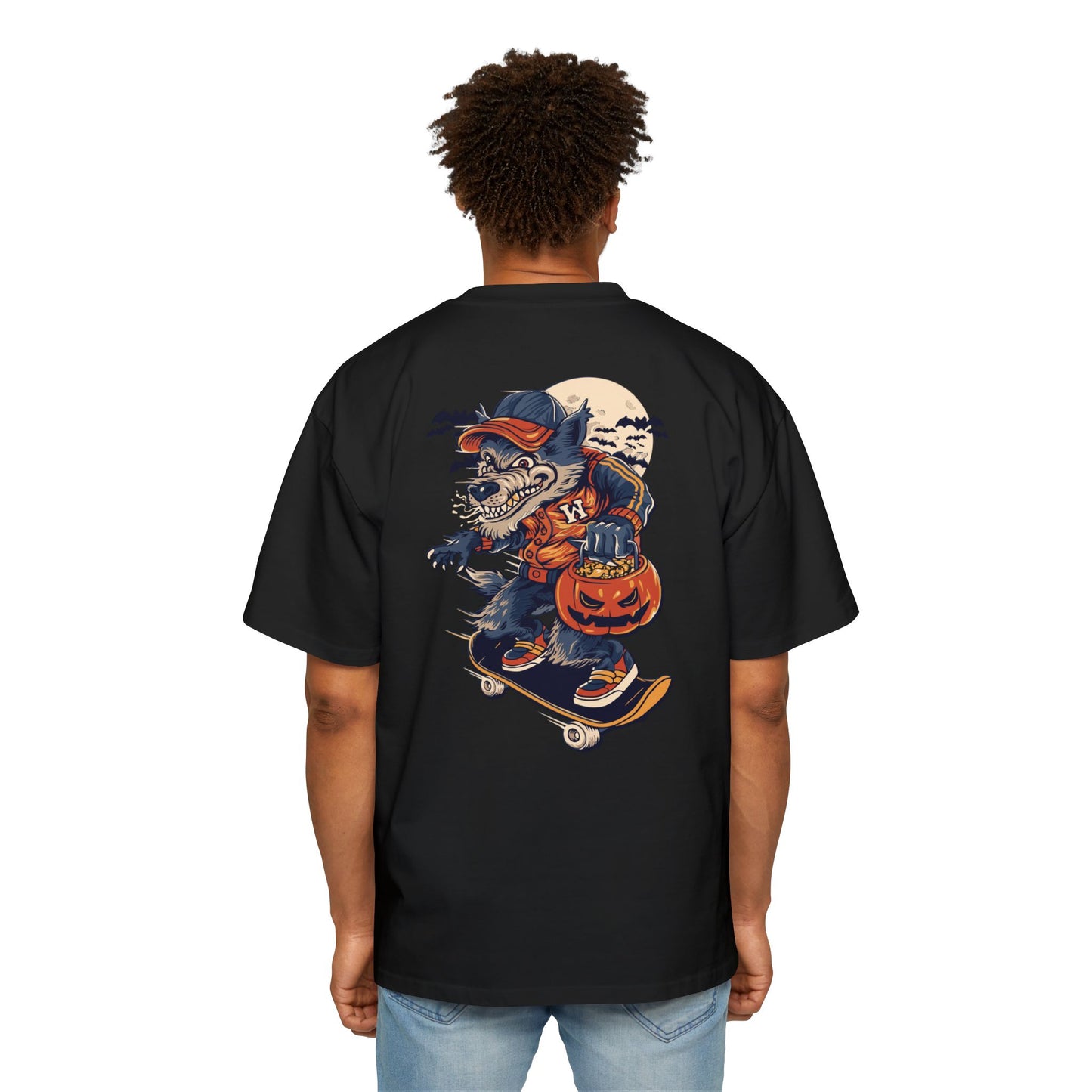 Wolf Skateboard Halloween Tee — Skater Wolf Trick-or-Treat Graphic Shirt