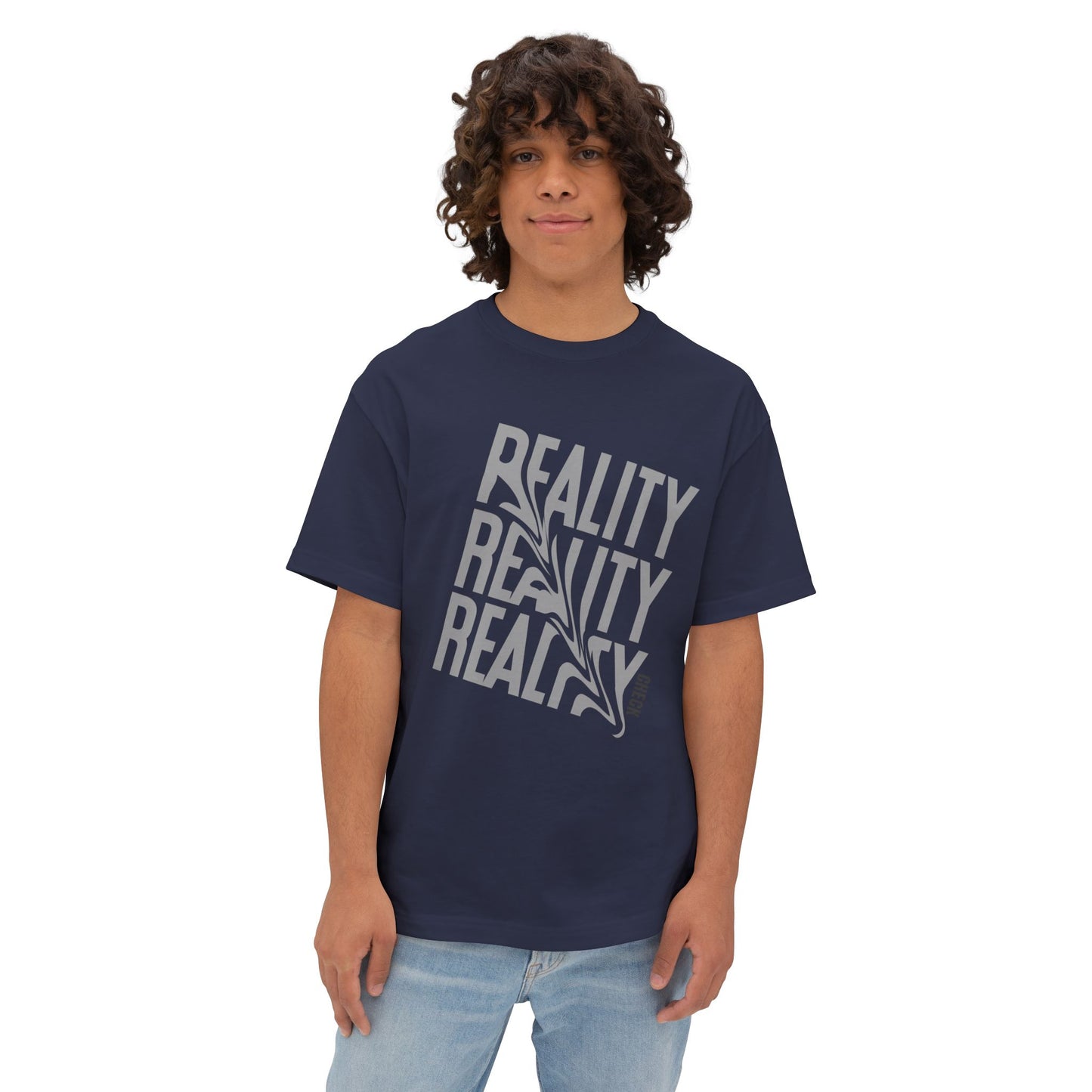 Reality Repeat Graphic Tee — Distorted 'Reality' Boxy T-Shirt