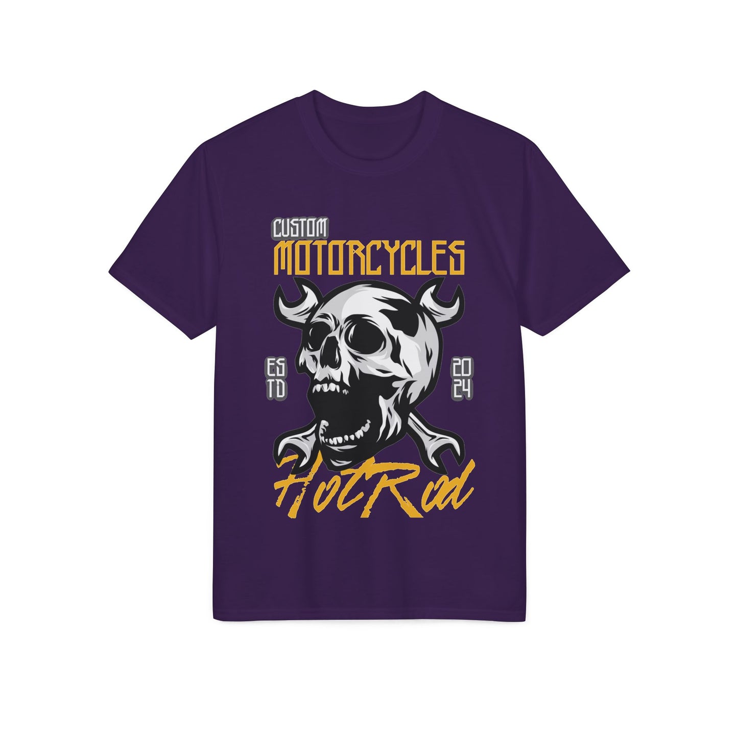 Motorcycles Hot Rod Skull T-Shirt — Biker Skull Wrench Graphic Tee