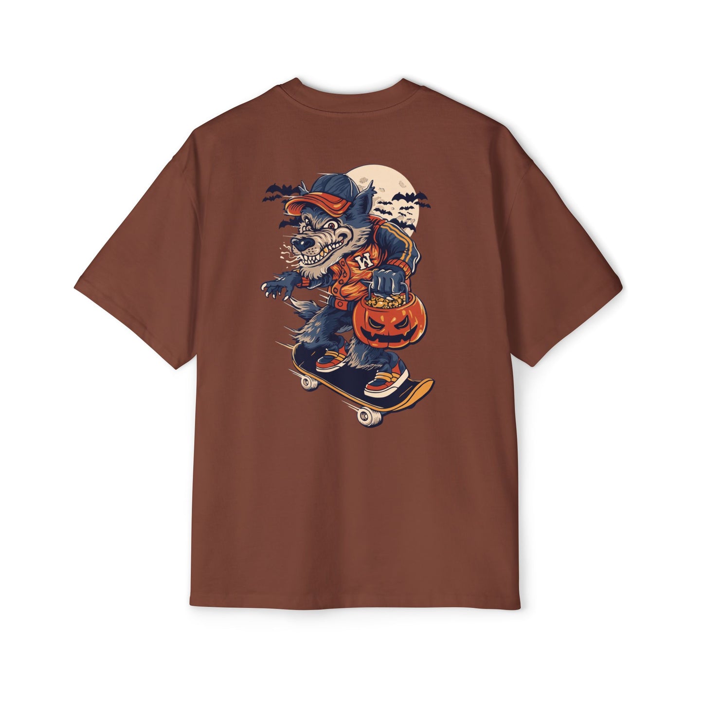 Wolf Skateboard Halloween Tee — Skater Wolf Trick-or-Treat Graphic Shirt