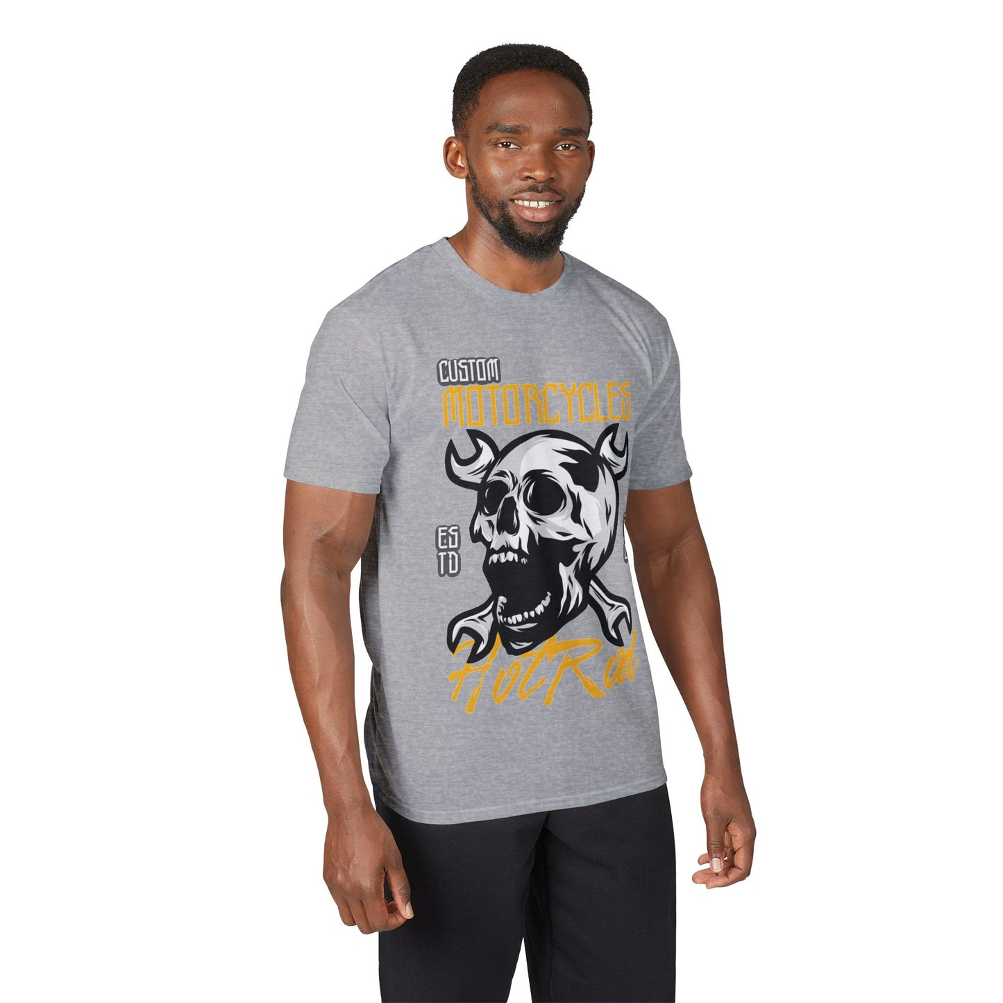 Motorcycles Hot Rod Skull T-Shirt — Biker Skull Wrench Graphic Tee