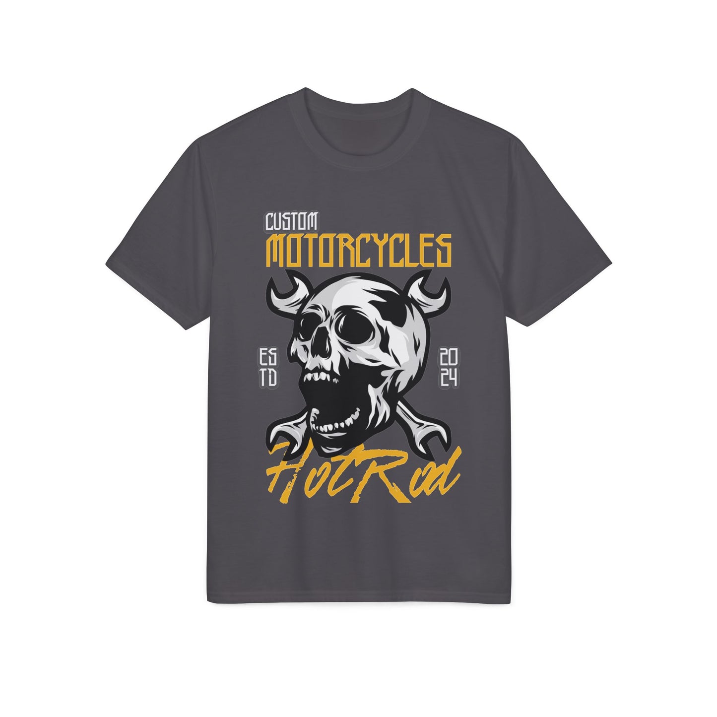 Motorcycles Hot Rod Skull T-Shirt — Biker Skull Wrench Graphic Tee