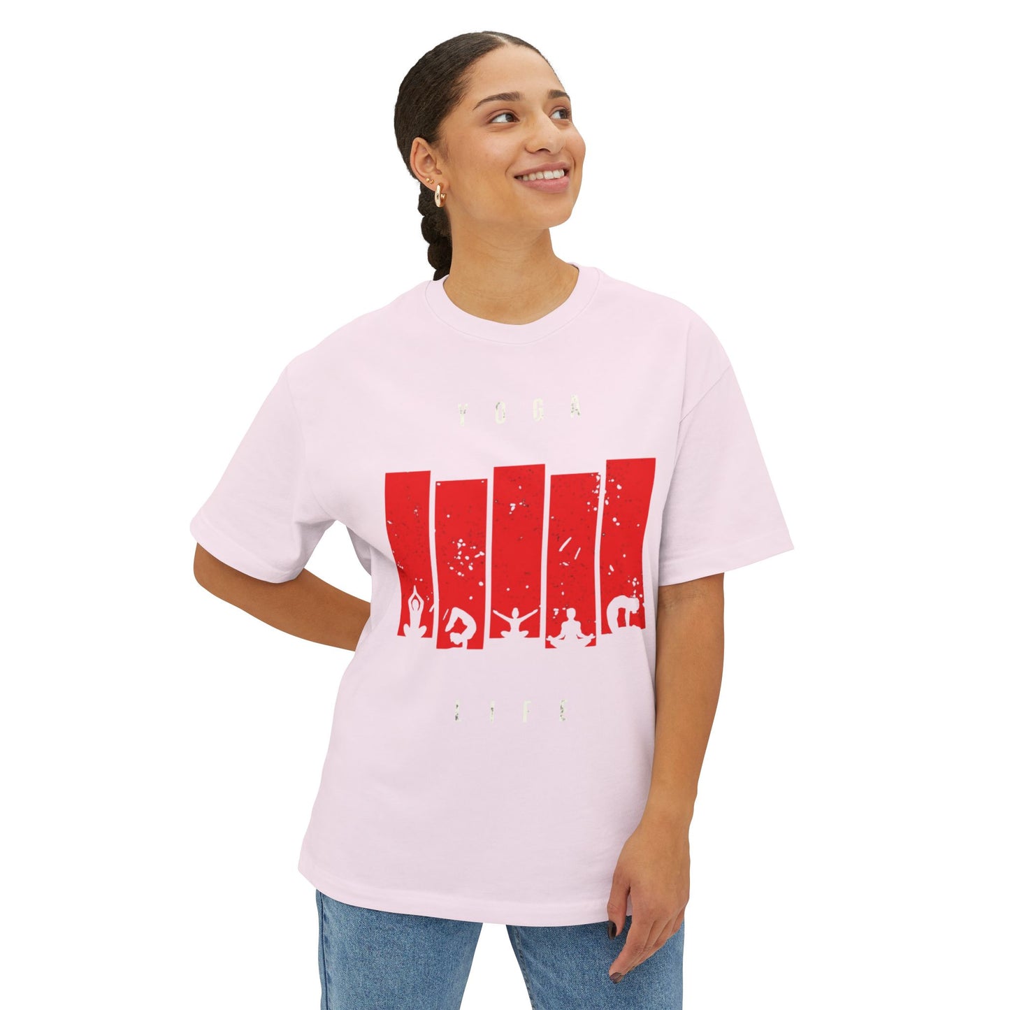 Boxy Tee — Red Bar Yoga Silhouette Graphic