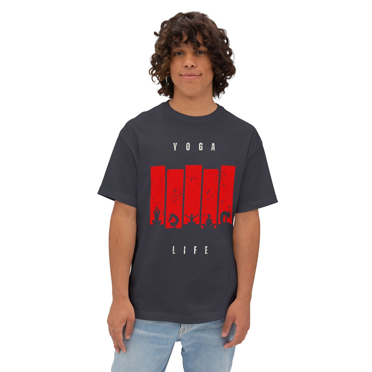 Boxy Tee — Red Bar Yoga Silhouette Graphic