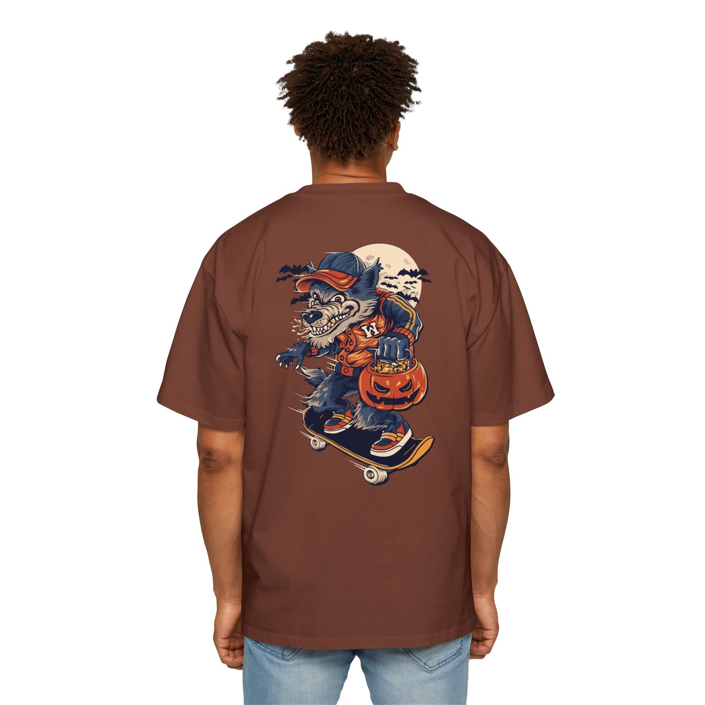 Wolf Skateboard Halloween Tee — Skater Wolf Trick-or-Treat Graphic Shirt