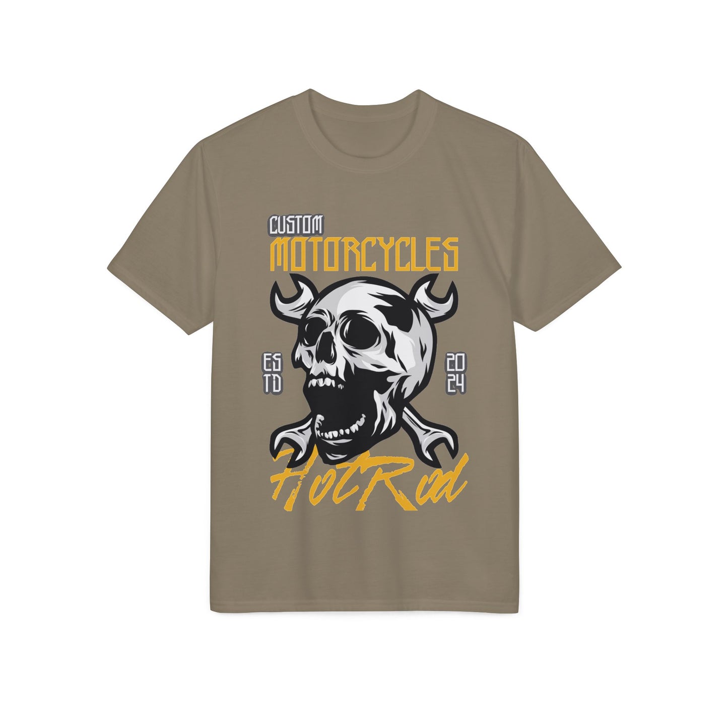 Motorcycles Hot Rod Skull T-Shirt — Biker Skull Wrench Graphic Tee