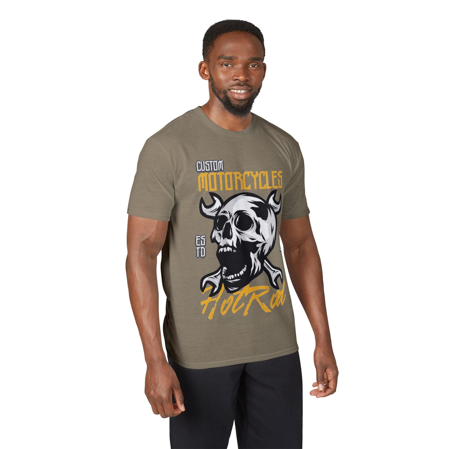 Motorcycles Hot Rod Skull T-Shirt — Biker Skull Wrench Graphic Tee
