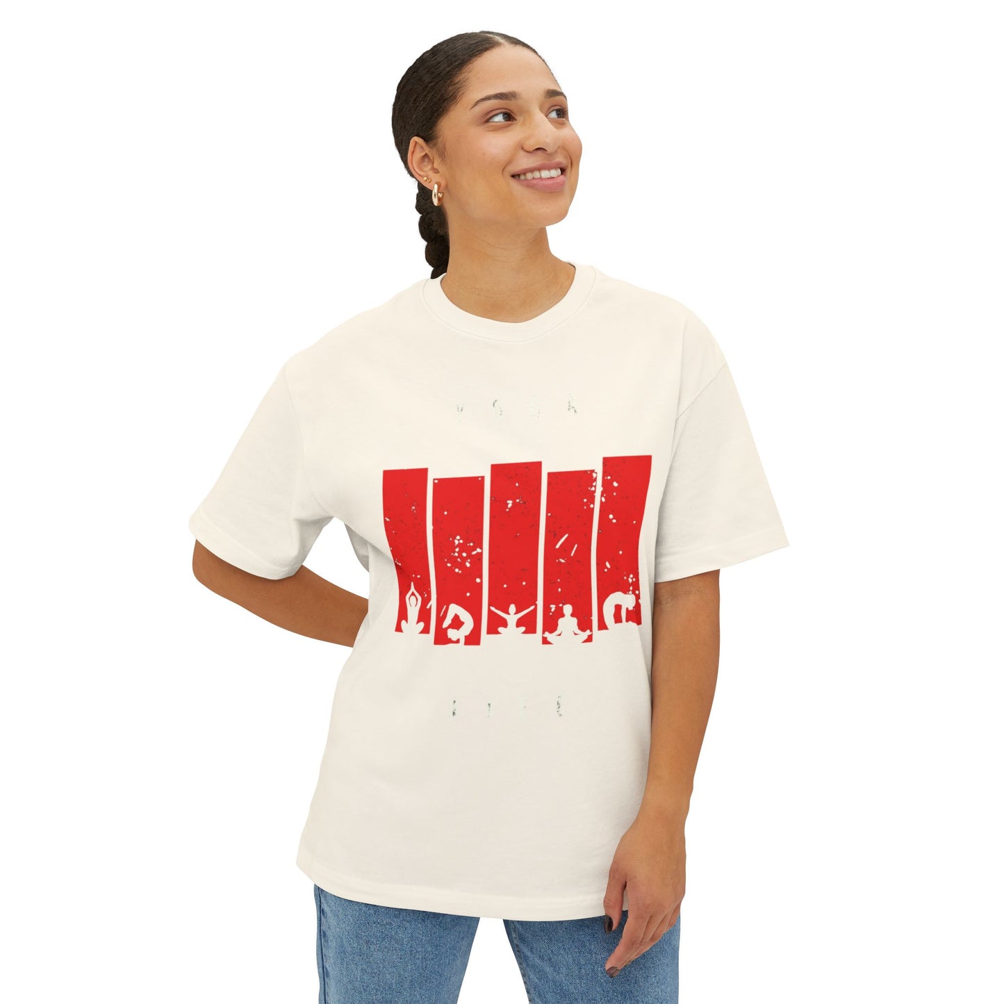 Boxy Tee — Red Bar Yoga Silhouette Graphic
