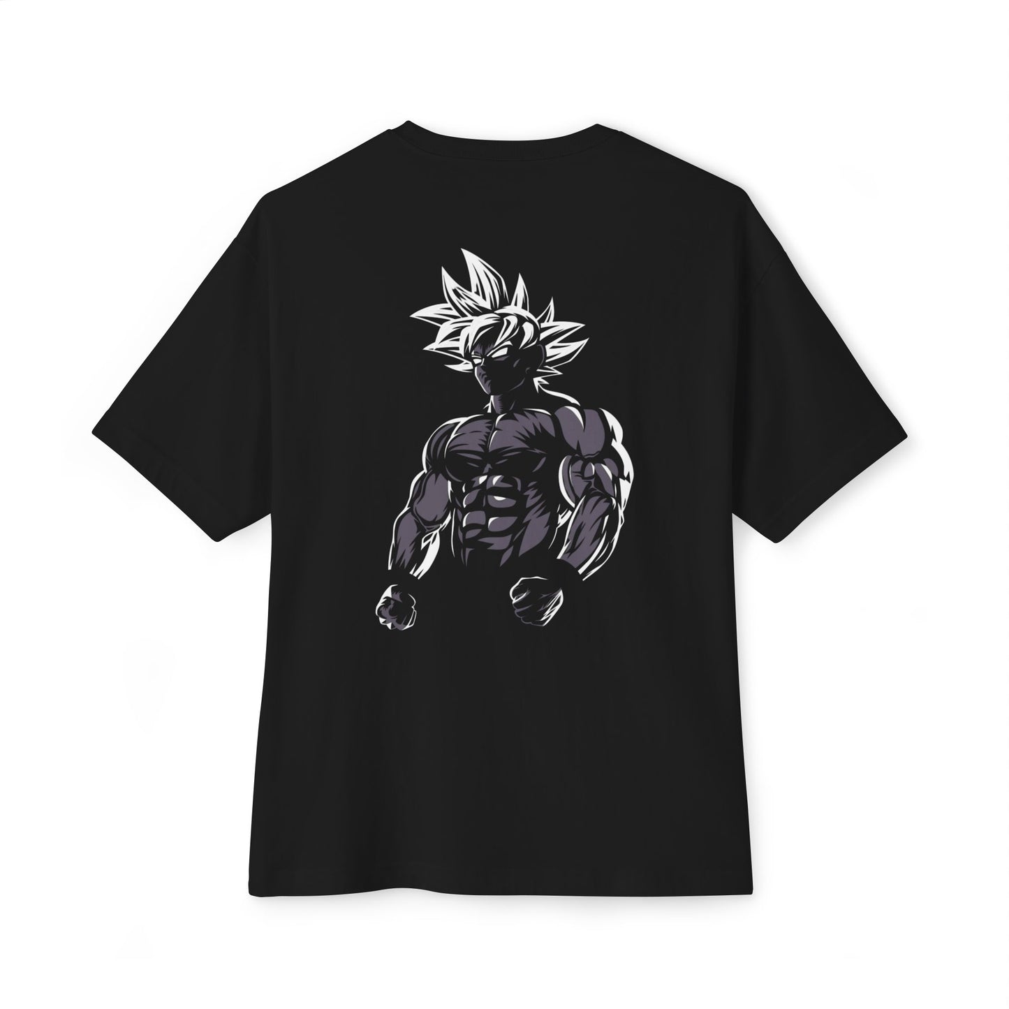 Anime Super Saiyan Tee — Black Oversized Boxy Shirt featuring Muscular Goku Silhouette