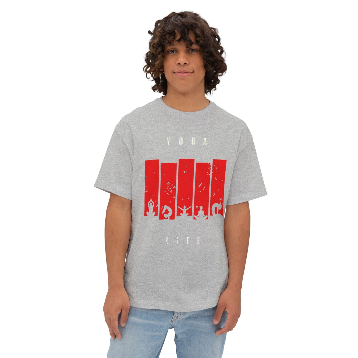 Boxy Tee — Red Bar Yoga Silhouette Graphic