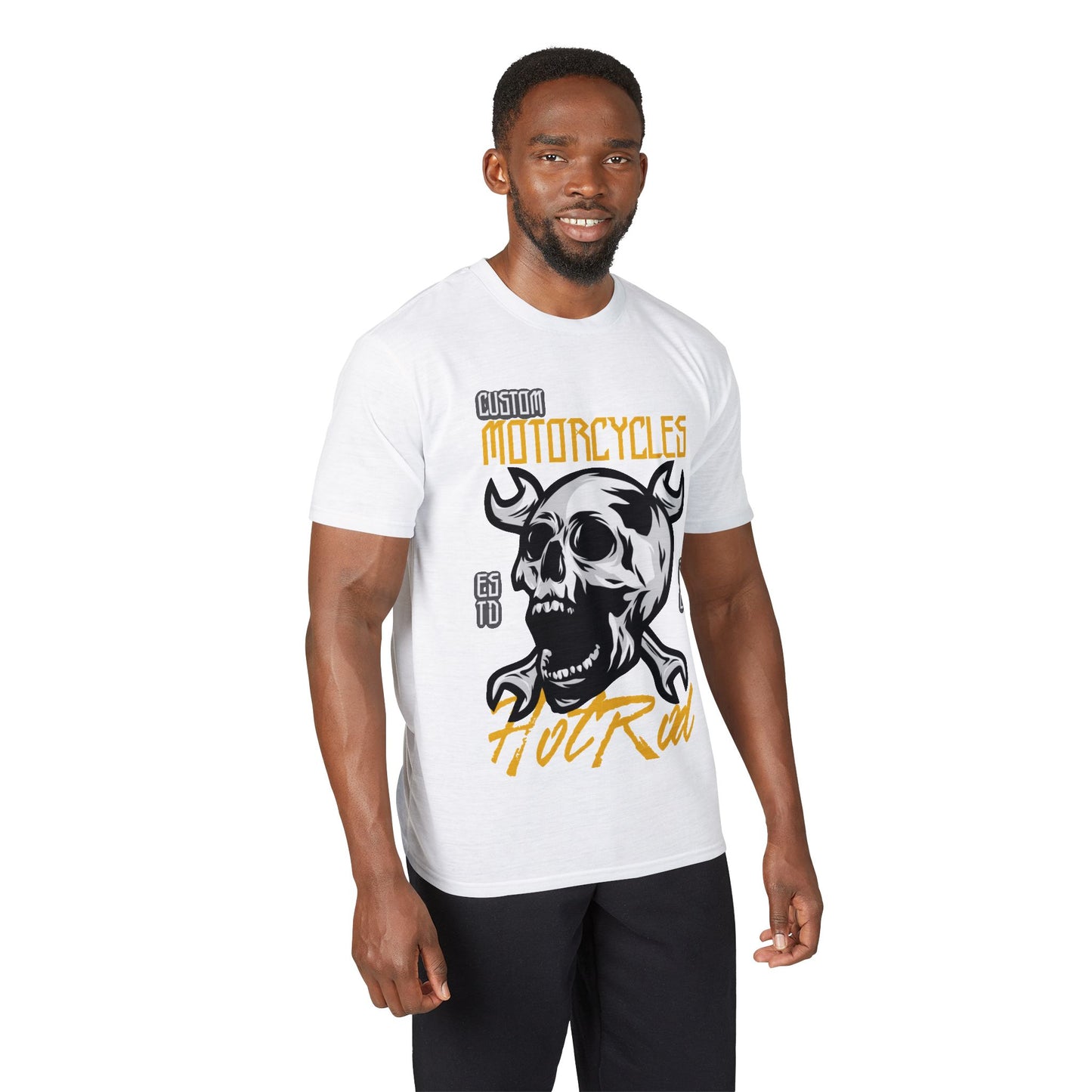 Motorcycles Hot Rod Skull T-Shirt — Biker Skull Wrench Graphic Tee