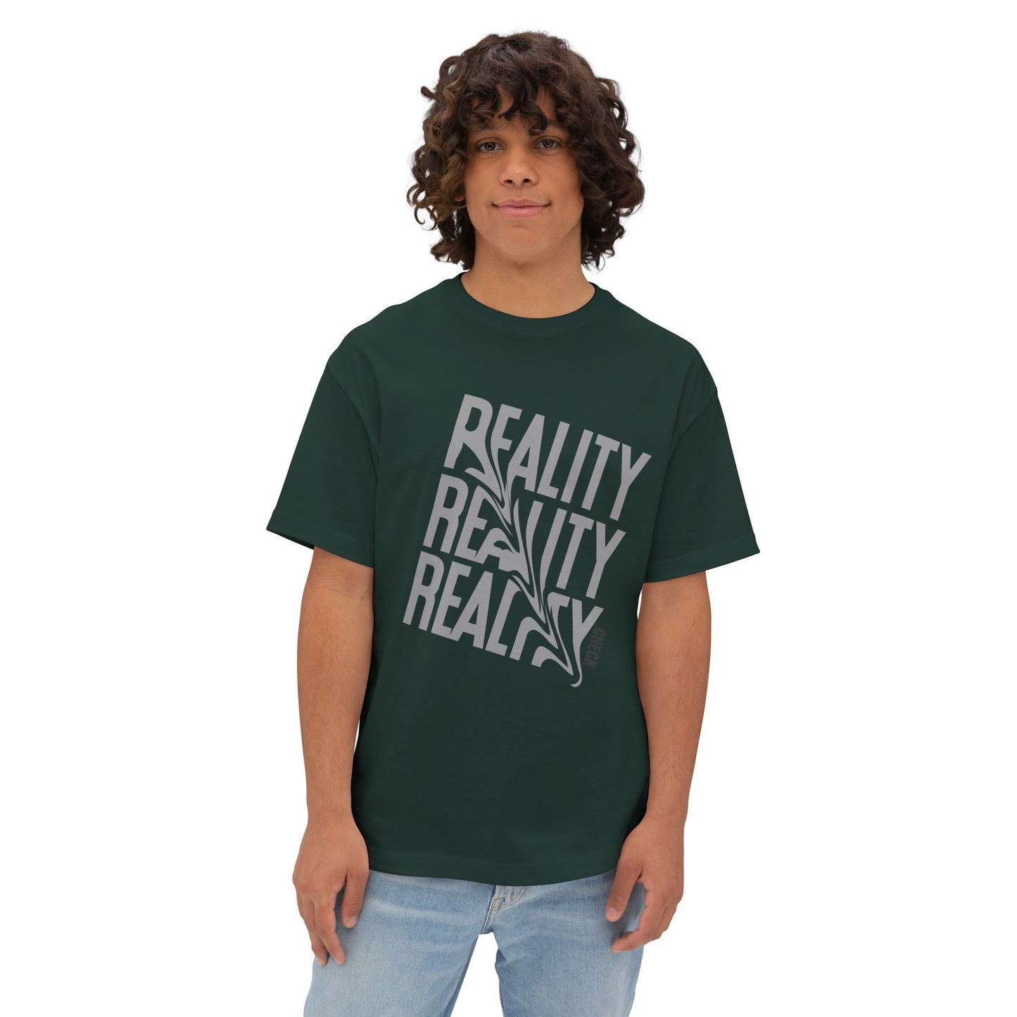Reality Repeat Graphic Tee — Distorted 'Reality' Boxy T-Shirt