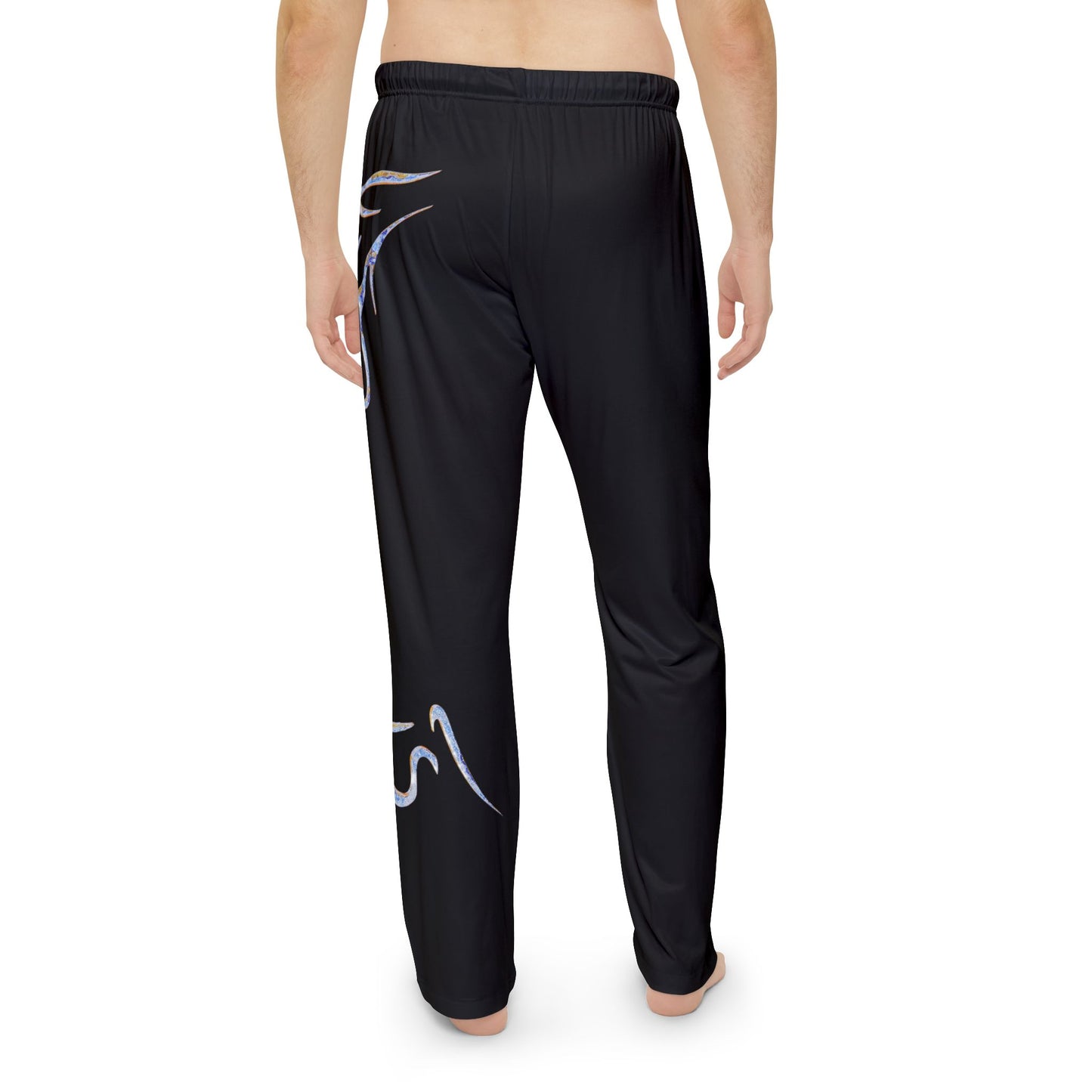 Men's Black Flame Lounge Pants — Tribal Graphic Pajama Bottoms
