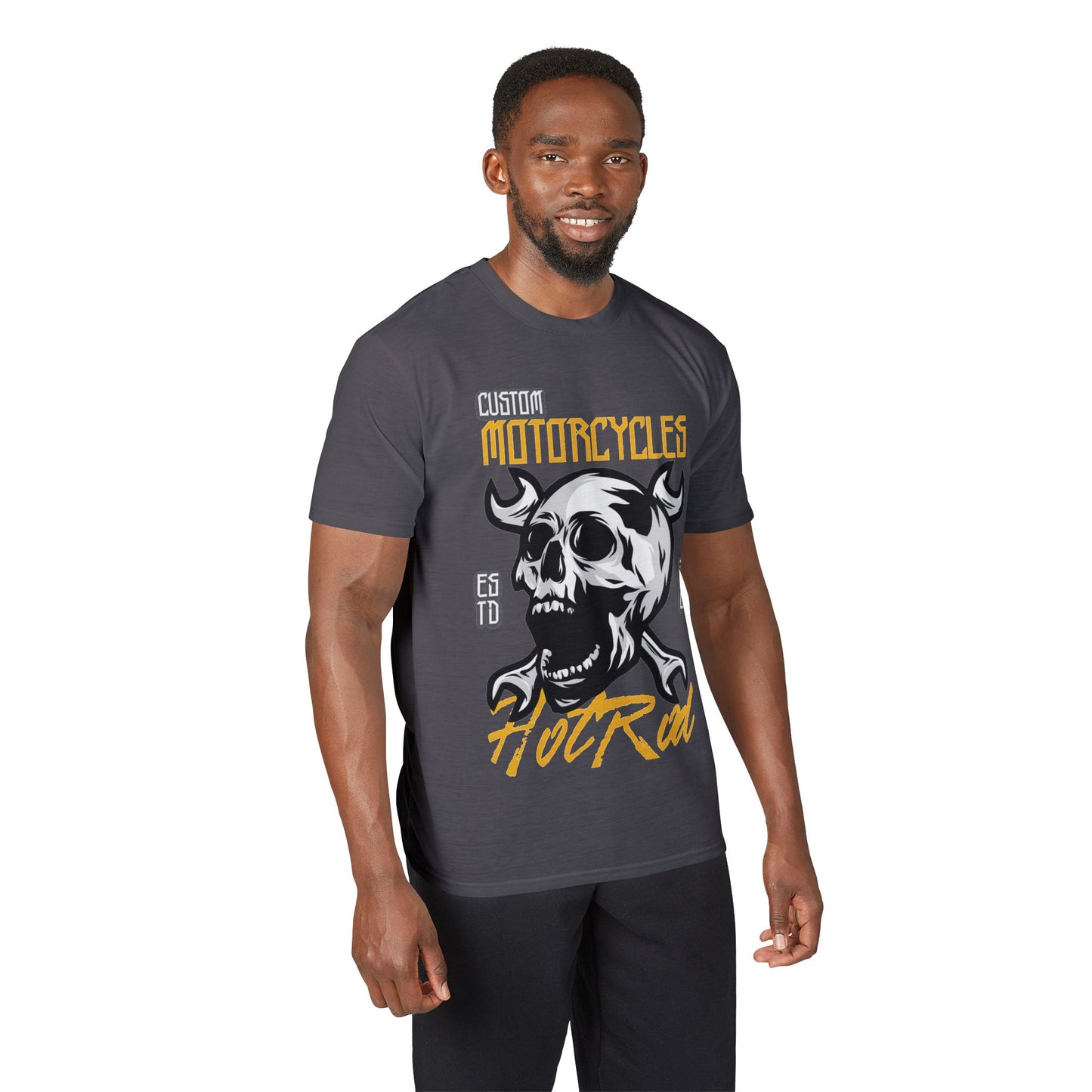 Motorcycles Hot Rod Skull T-Shirt — Biker Skull Wrench Graphic Tee