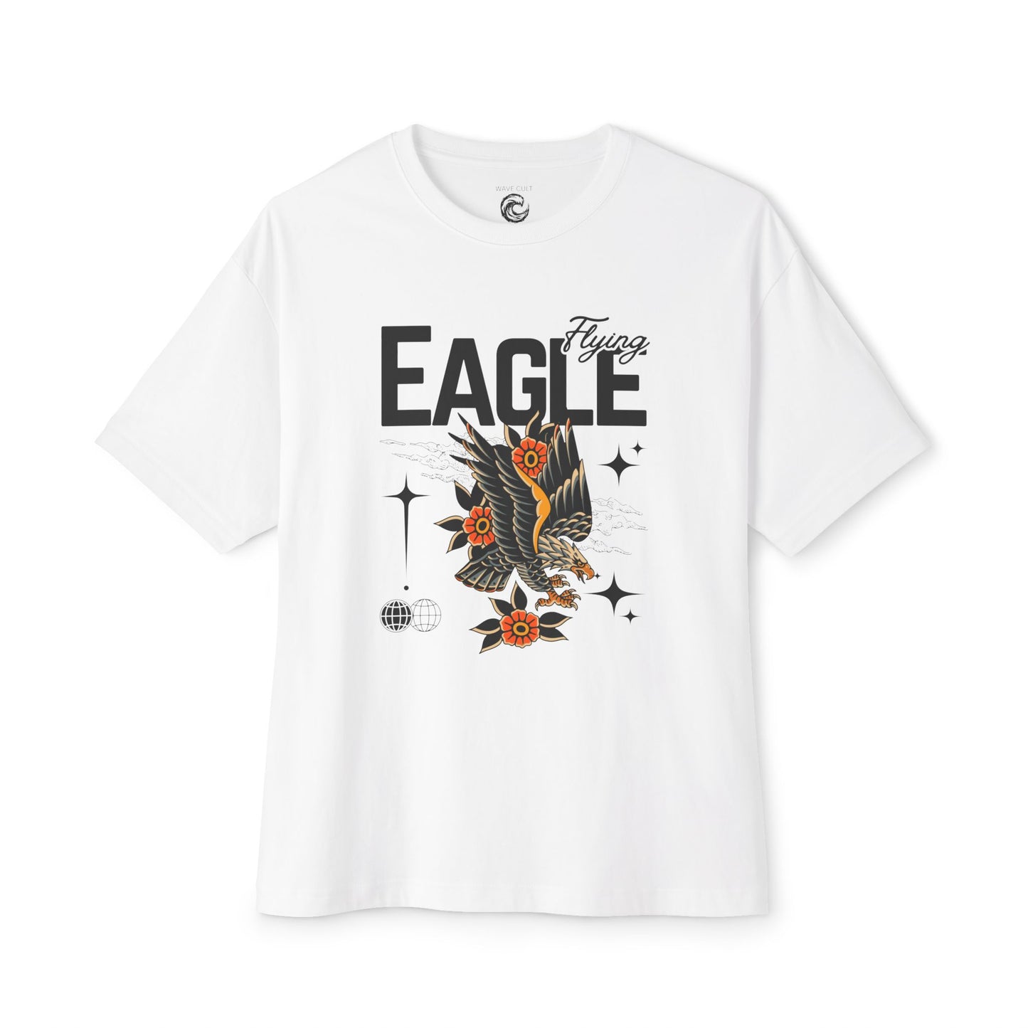 Flying Eagle Graphic Tee — Vintage Tattoo Style Oversized Shirt