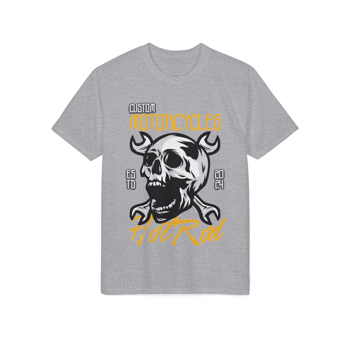 Motorcycles Hot Rod Skull T-Shirt — Biker Skull Wrench Graphic Tee