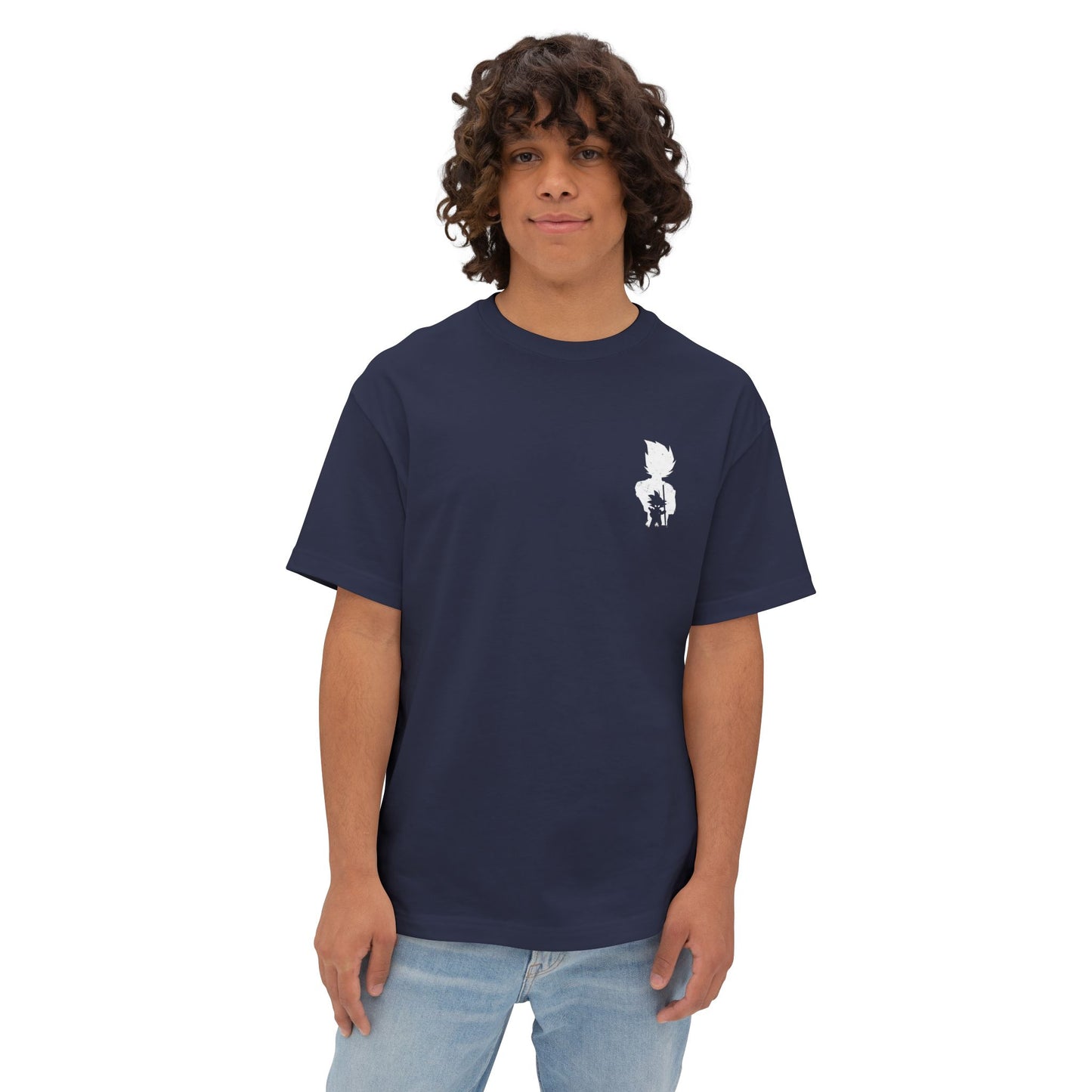 Anime Super Saiyan Tee — Black Oversized Boxy Shirt featuring Muscular Goku Silhouette
