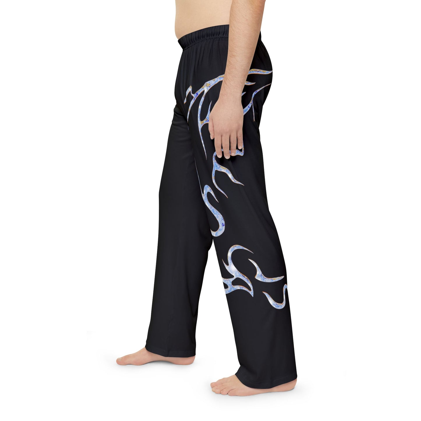 Men's Black Flame Lounge Pants — Tribal Graphic Pajama Bottoms