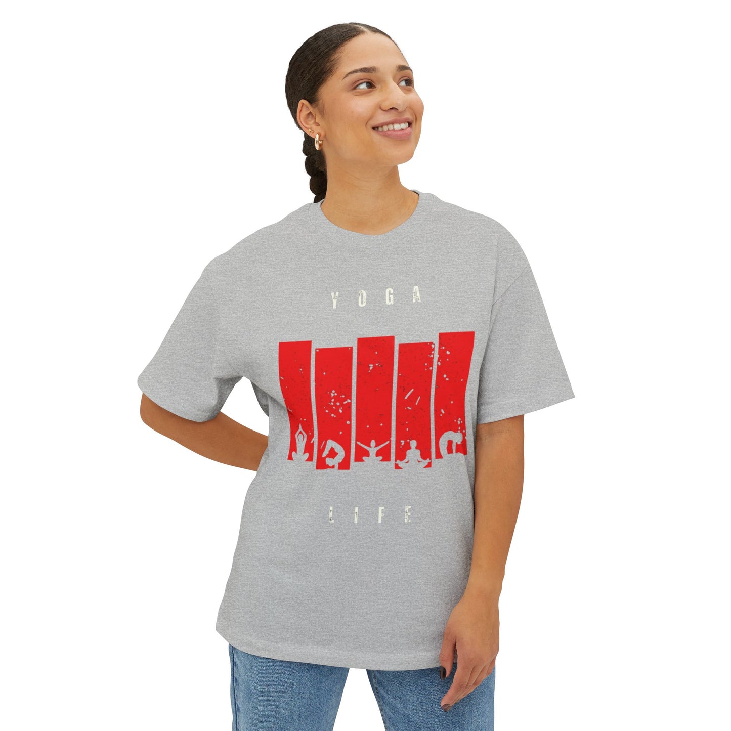 Boxy Tee — Red Bar Yoga Silhouette Graphic