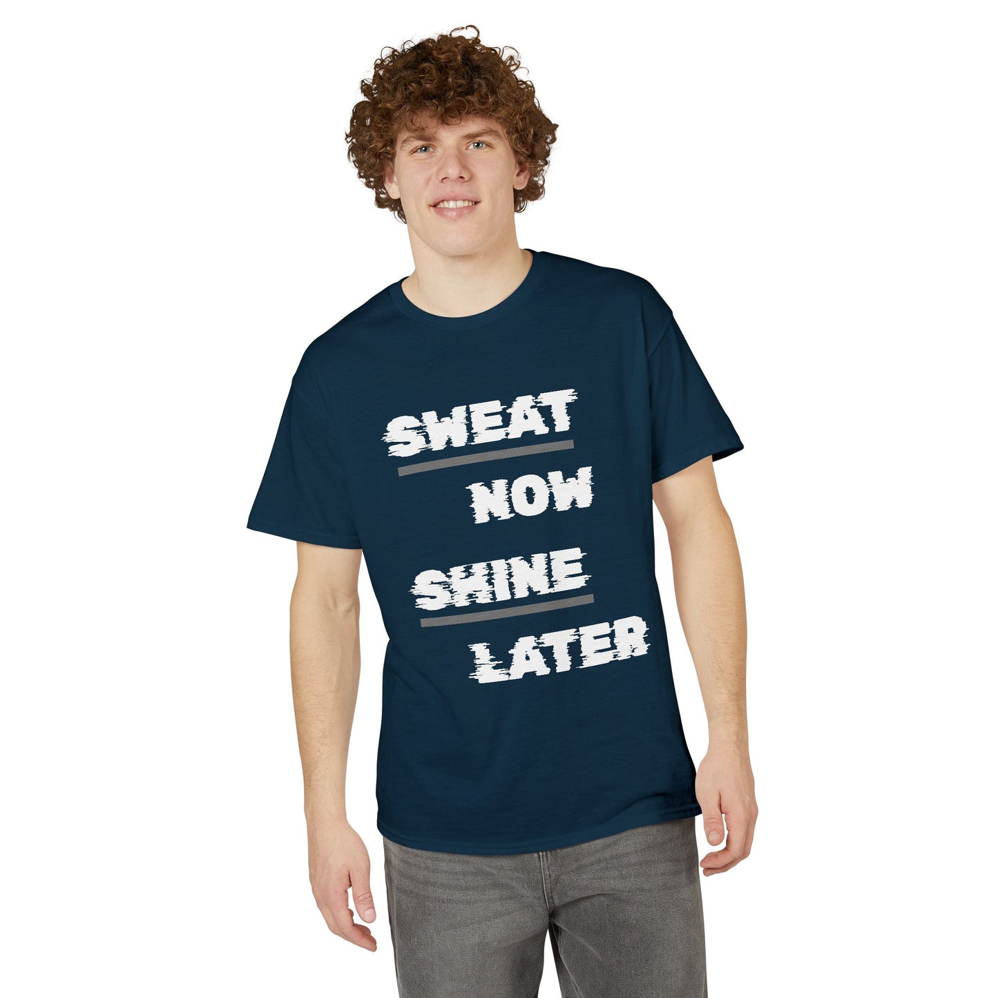 Sweat Now Shine Later T-Shirt – Motivational Gym Tee