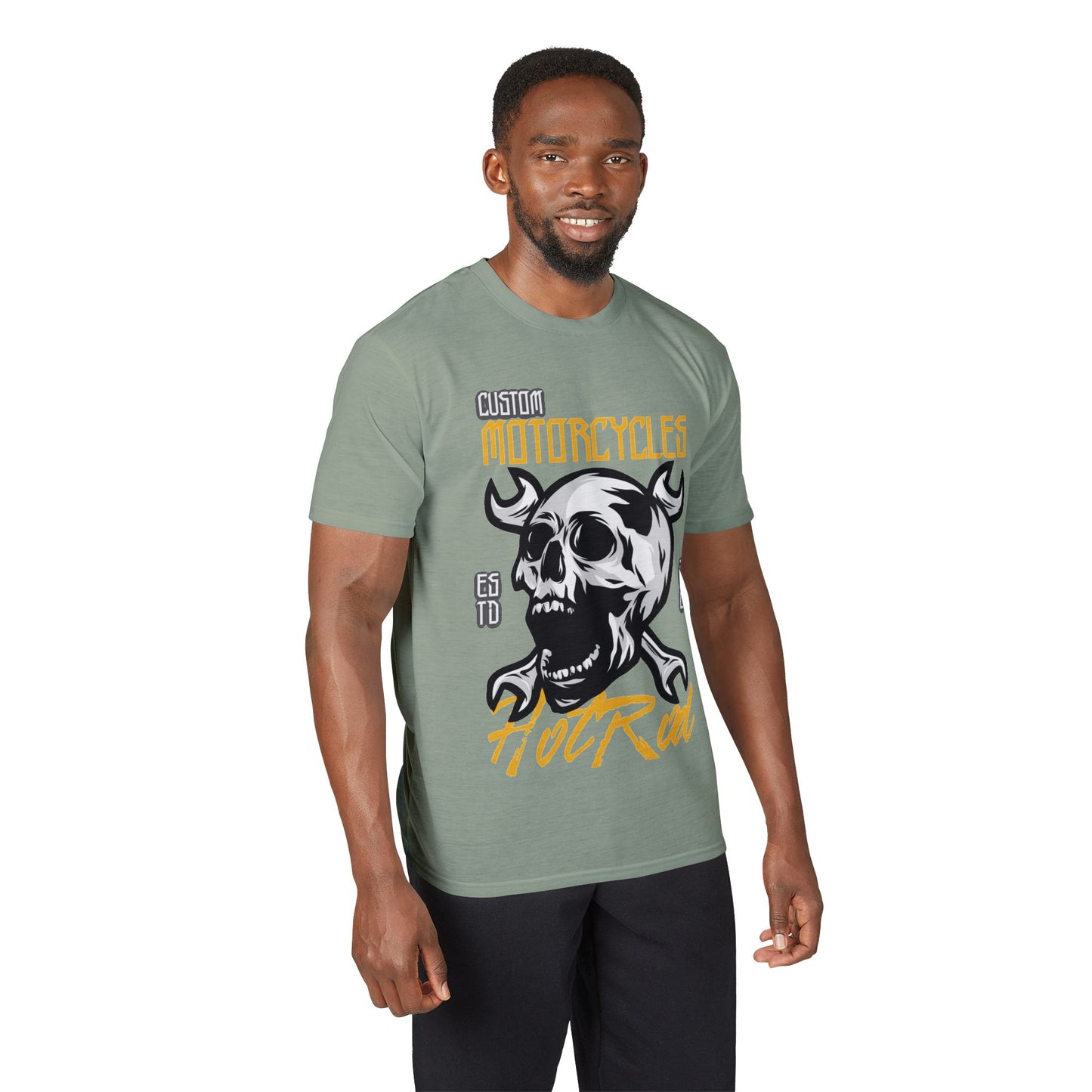 Motorcycles Hot Rod Skull T-Shirt — Biker Skull Wrench Graphic Tee