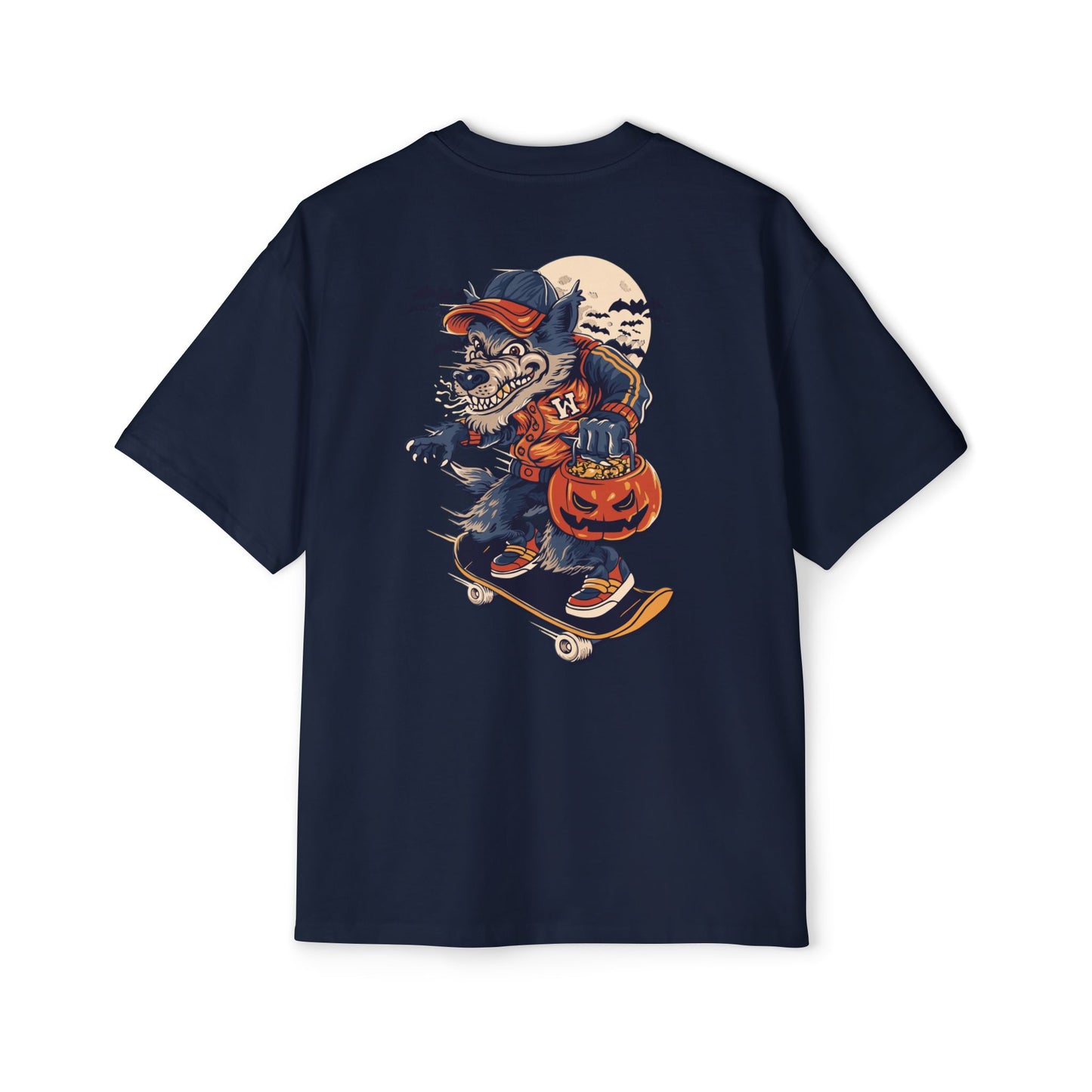 Wolf Skateboard Halloween Tee — Skater Wolf Trick-or-Treat Graphic Shirt