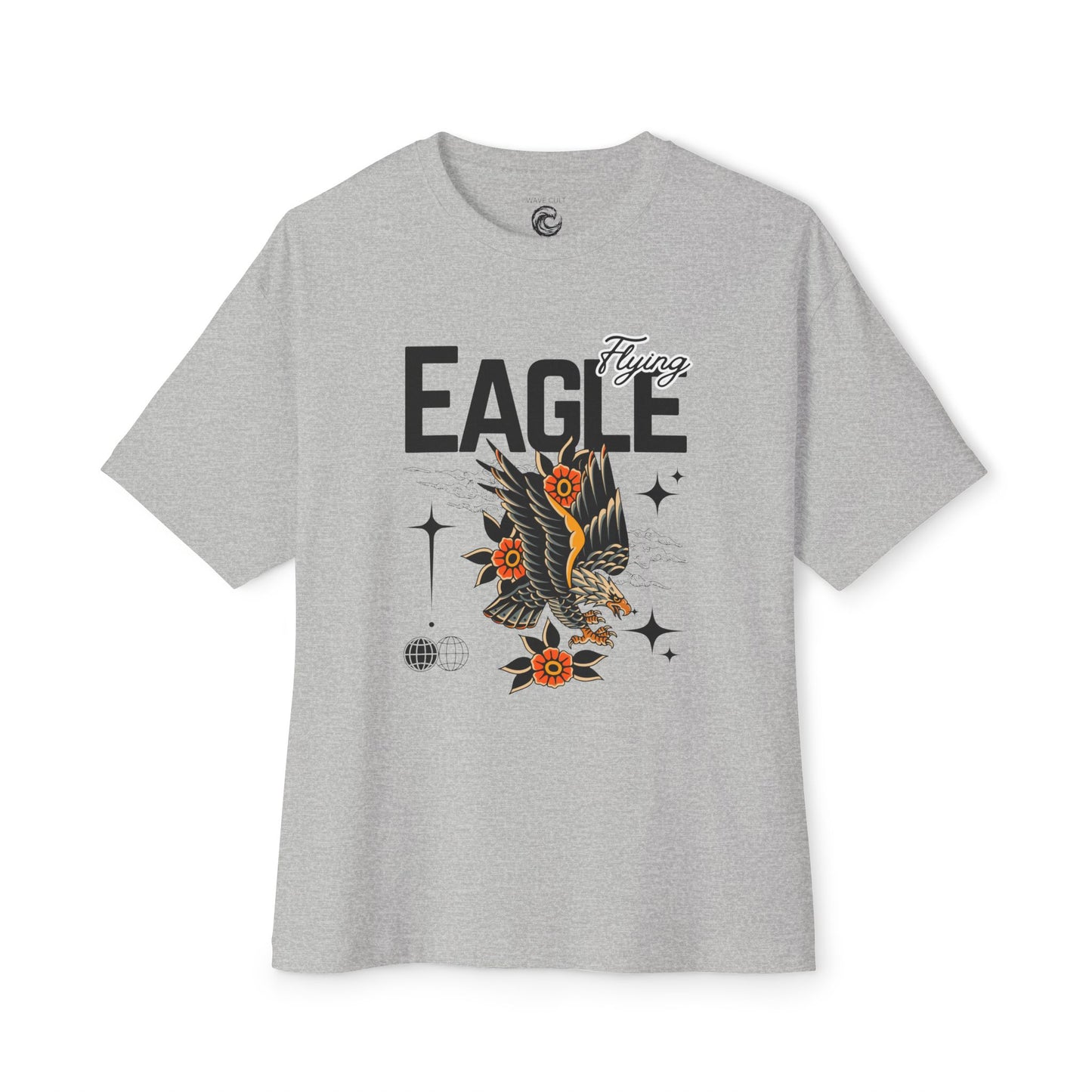 Flying Eagle Graphic Tee — Vintage Tattoo Style Oversized Shirt