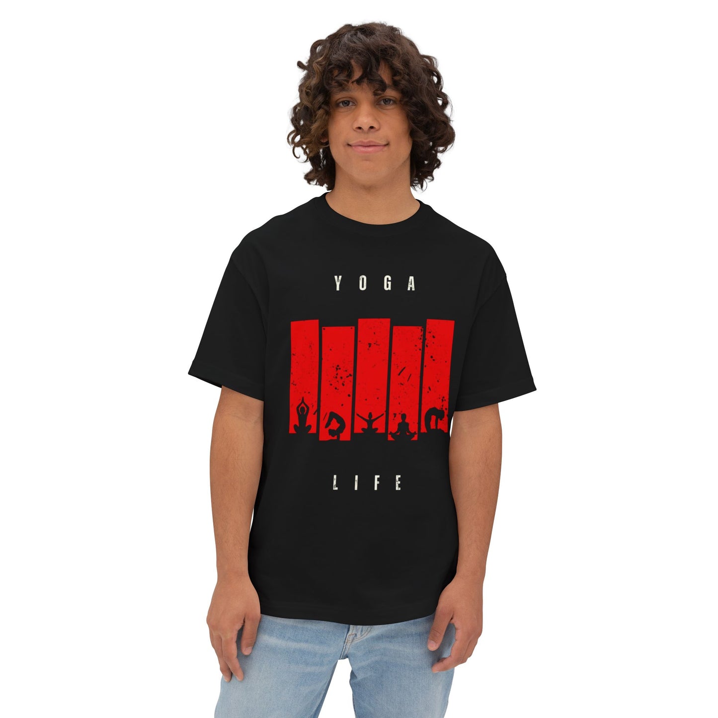 Boxy Tee — Red Bar Yoga Silhouette Graphic