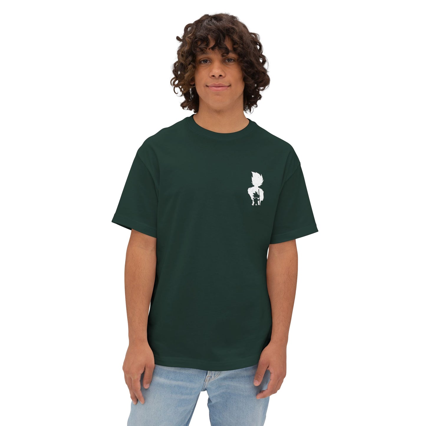 Anime Super Saiyan Tee — Black Oversized Boxy Shirt featuring Muscular Goku Silhouette