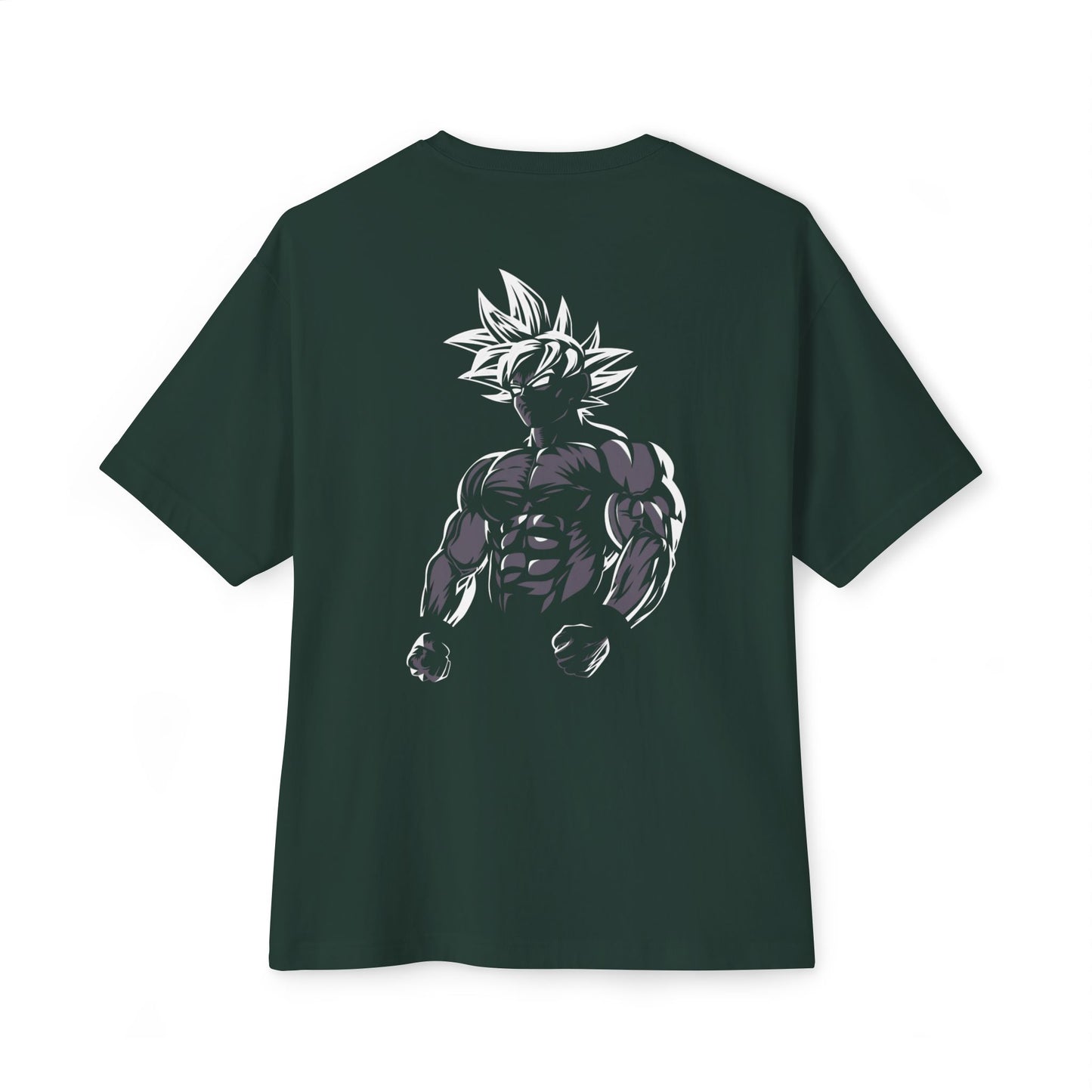 Anime Super Saiyan Tee — Black Oversized Boxy Shirt featuring Muscular Goku Silhouette