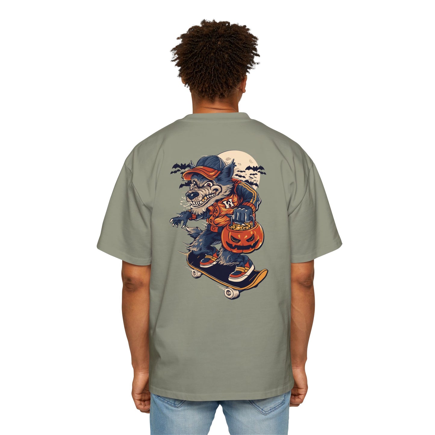 Wolf Skateboard Halloween Tee — Skater Wolf Trick-or-Treat Graphic Shirt
