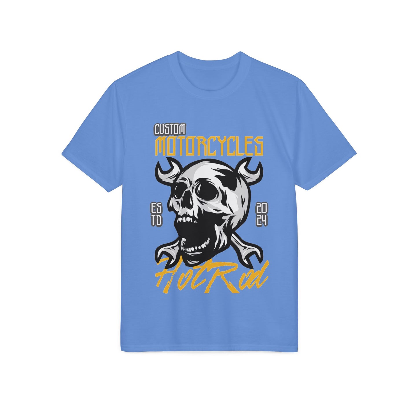 Motorcycles Hot Rod Skull T-Shirt — Biker Skull Wrench Graphic Tee