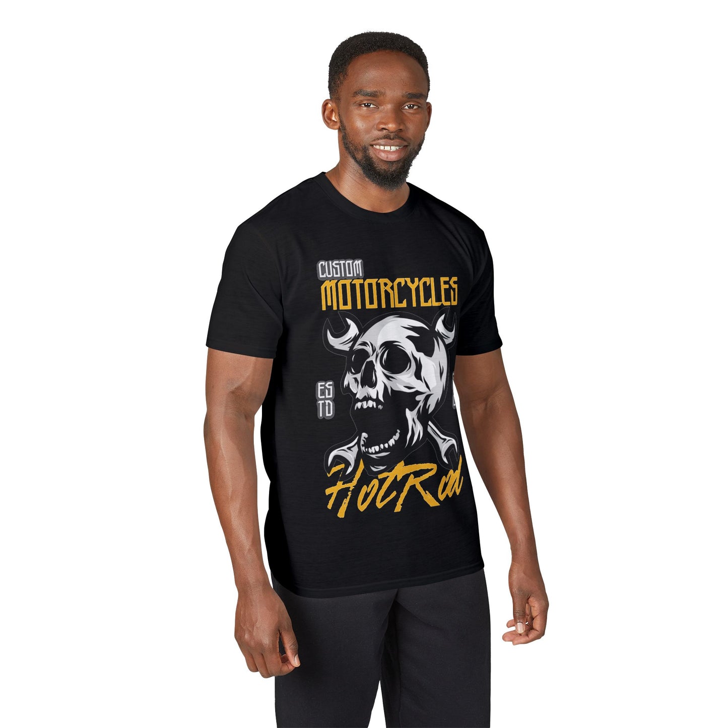 Motorcycles Hot Rod Skull T-Shirt — Biker Skull Wrench Graphic Tee