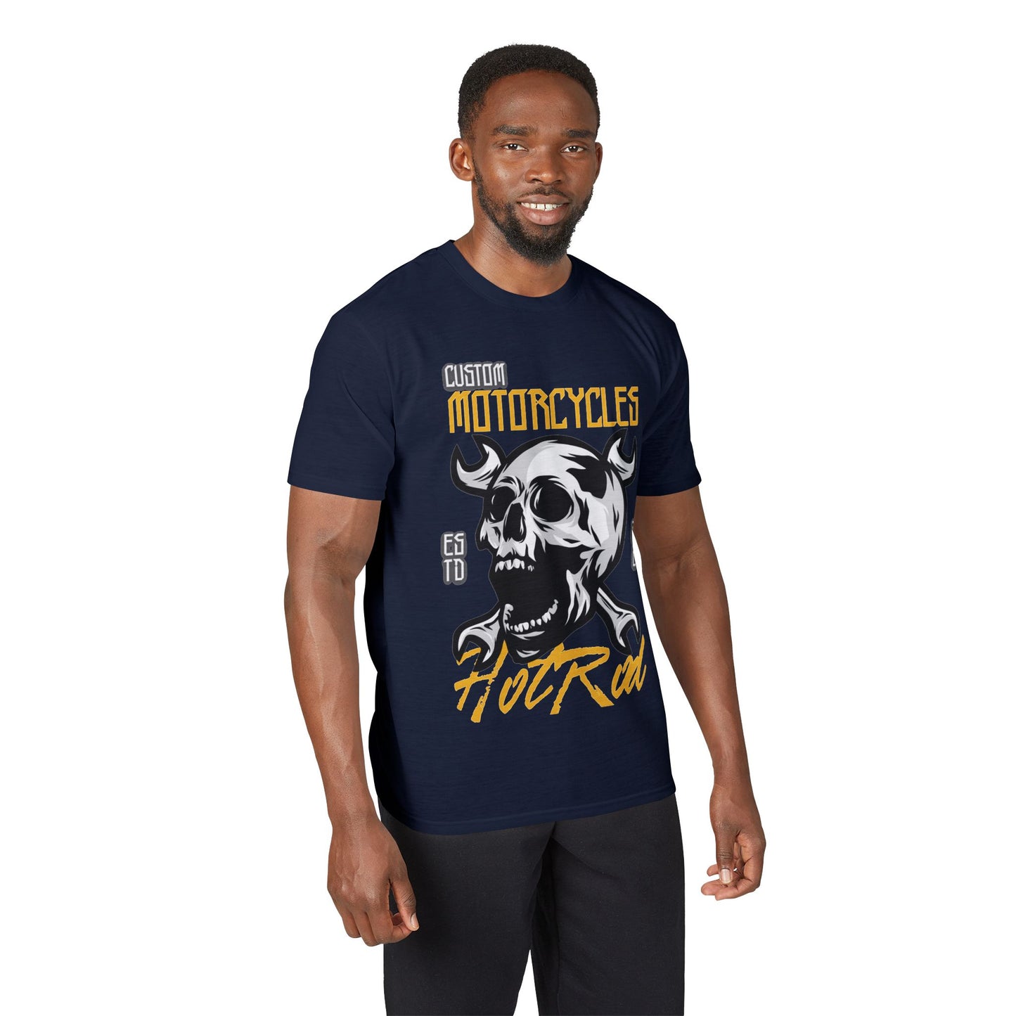 Motorcycles Hot Rod Skull T-Shirt — Biker Skull Wrench Graphic Tee