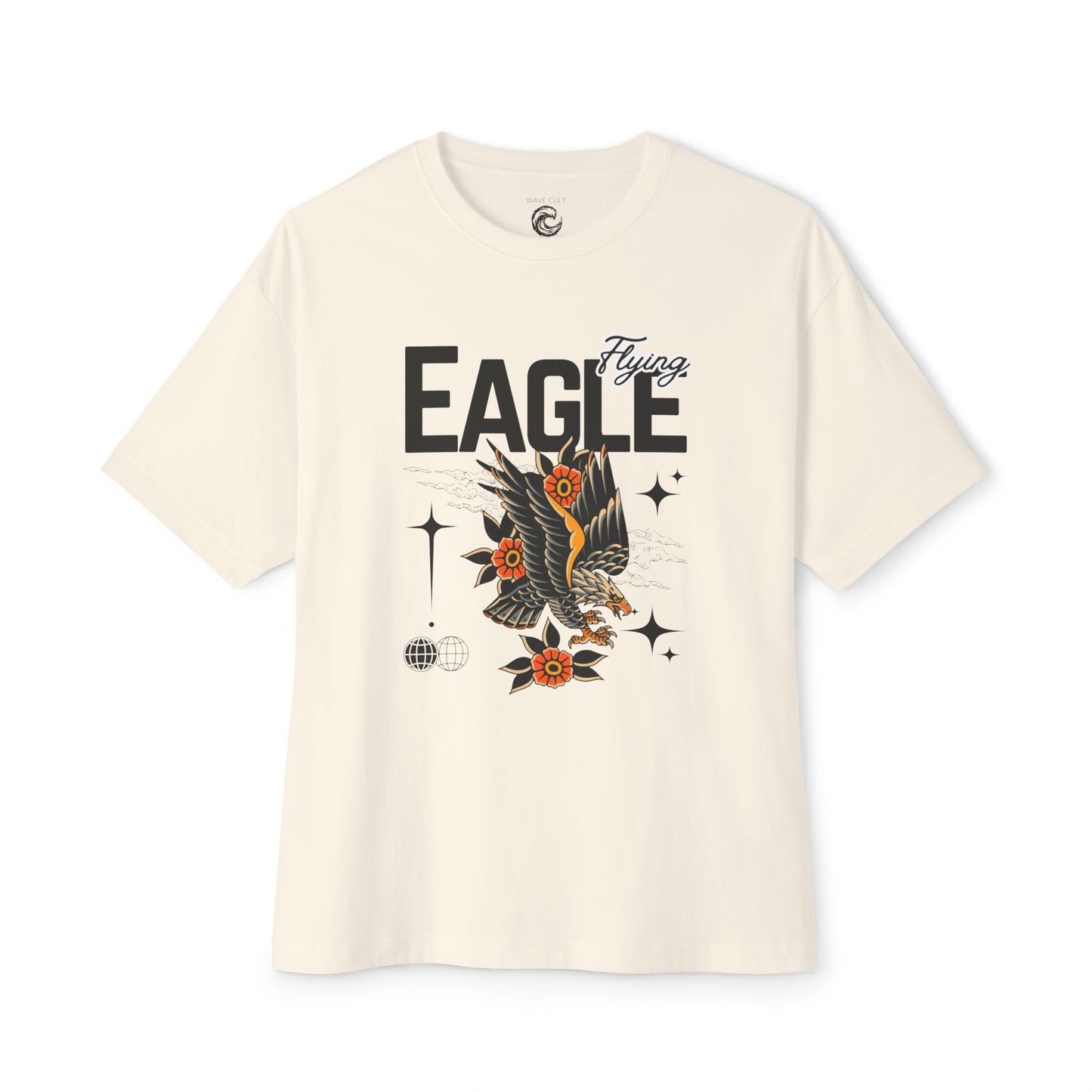 Flying Eagle Graphic Tee — Vintage Tattoo Style Oversized Shirt