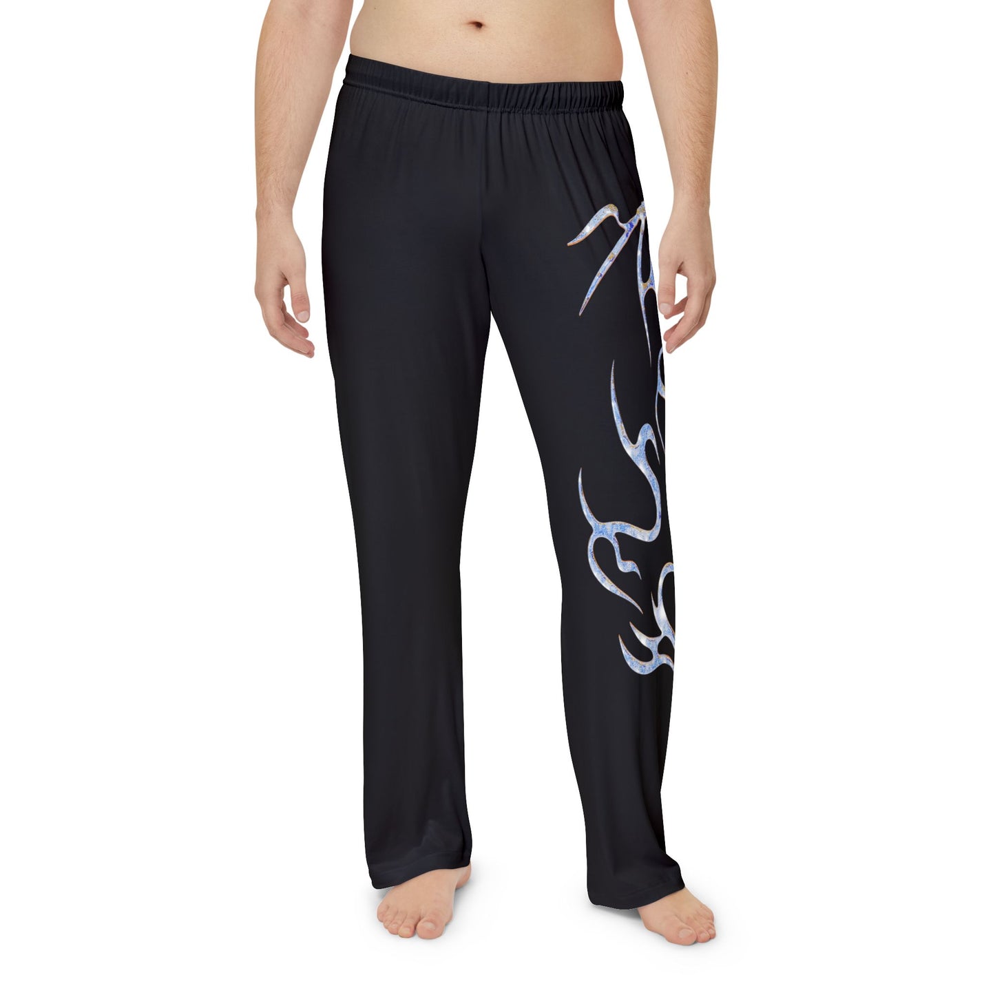 Men's Black Flame Lounge Pants — Tribal Graphic Pajama Bottoms