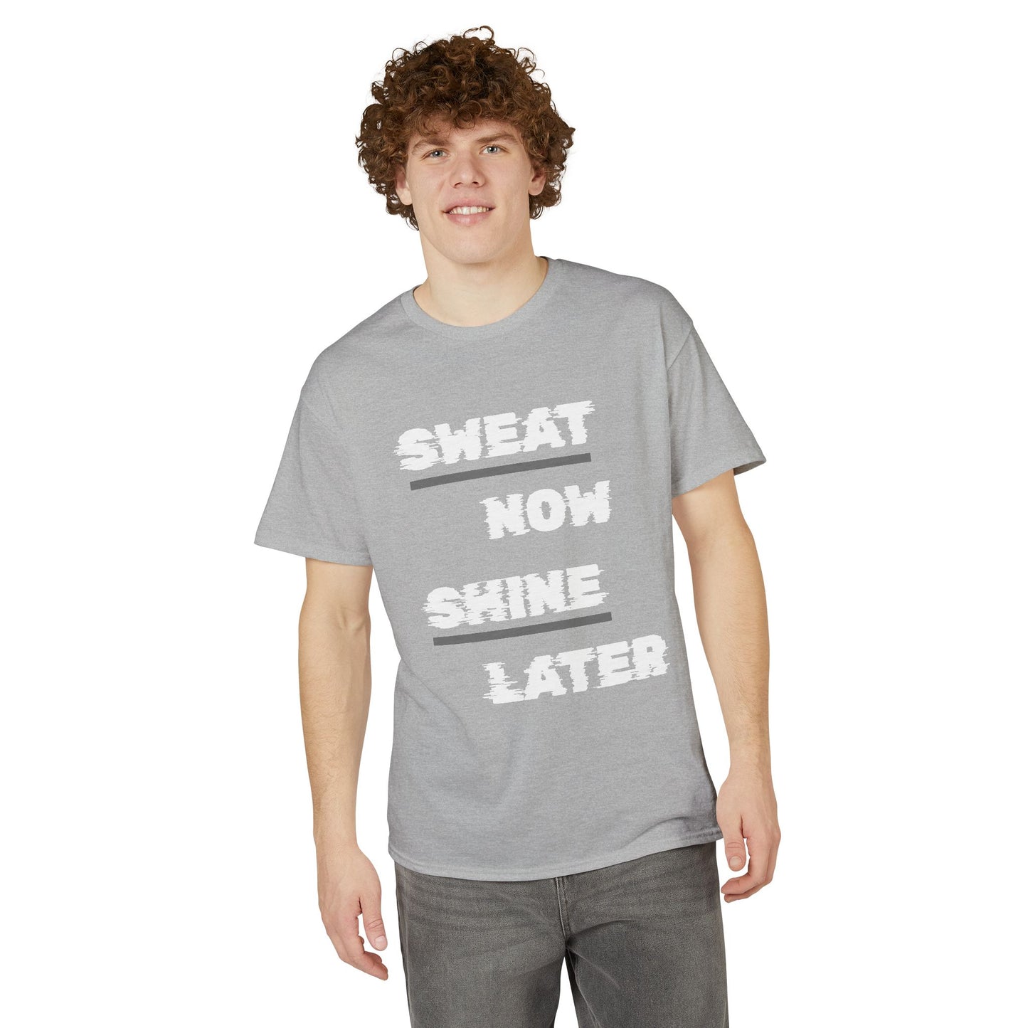 Sweat Now Shine Later T-Shirt – Motivational Gym Tee
