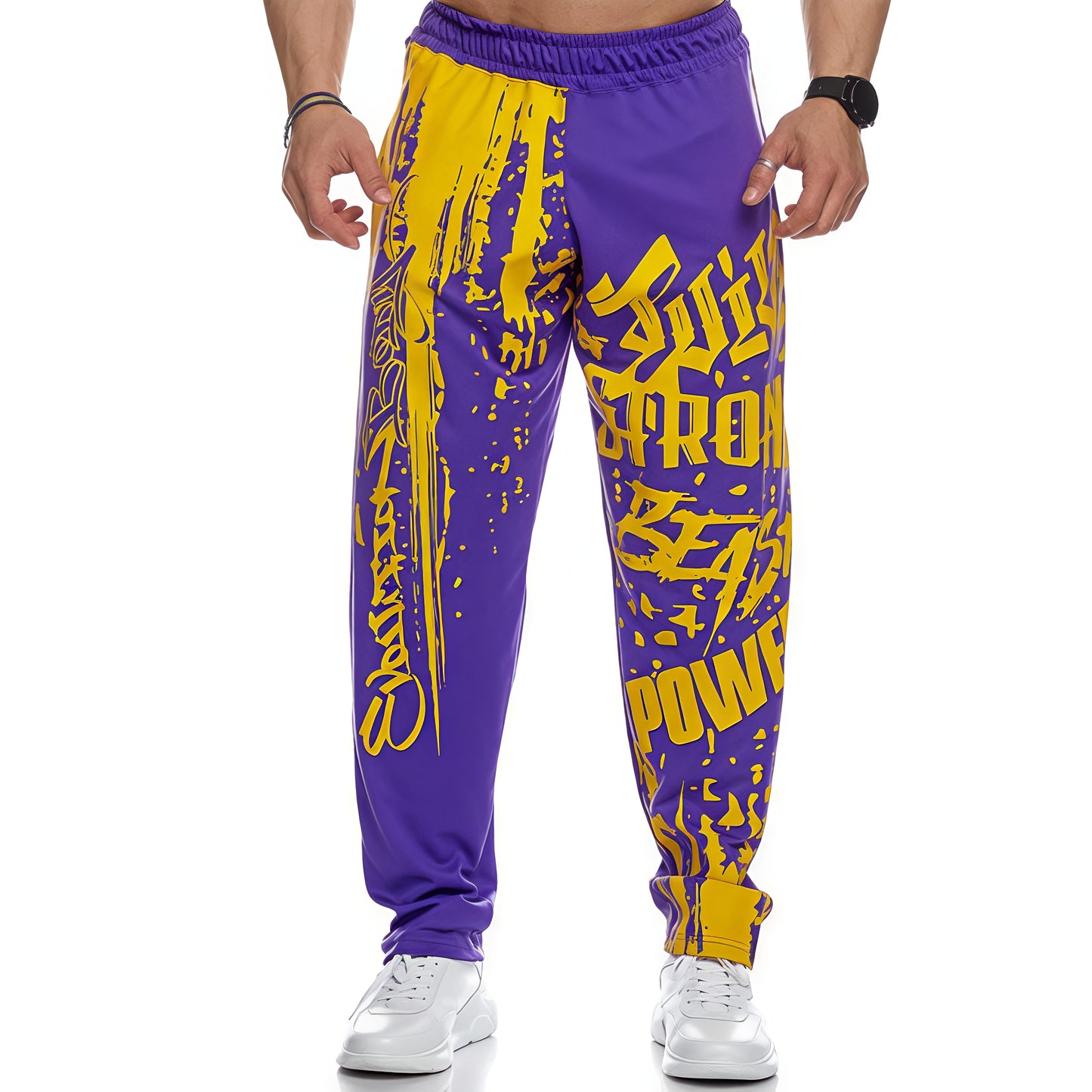 Men's Sports Workout Casual Loose Quick Dry Printed Trousers